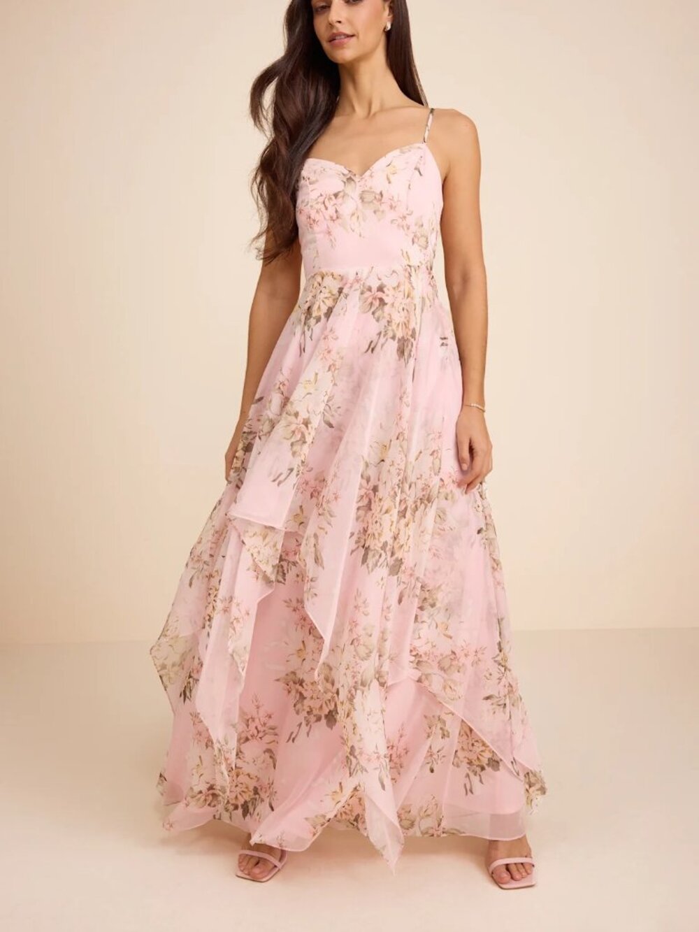 Lulus Breigh Blush Floral Sleeveless Maxi Dress Size Medium